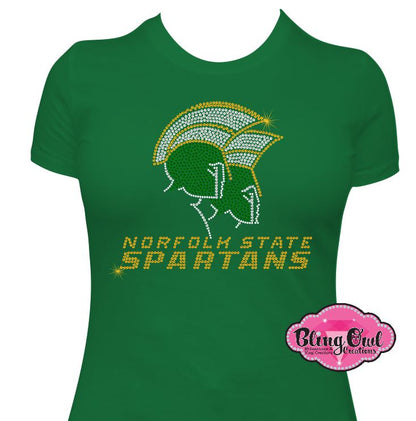 NSU Spartans Scoop Neck Bling large logo Fitted T-Shirt