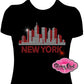 New York City Skyline rhinestone travel Big Apple love NYC blingy sparkly shirt.
