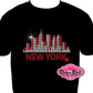 New York City Skyline rhinestone travel Big Apple love NYC blingy sparkly shirt.