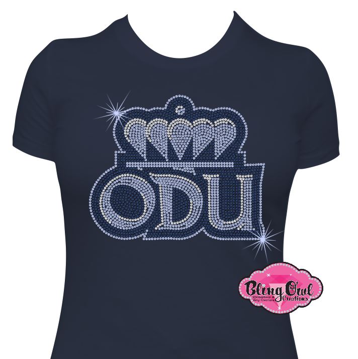 ODU Crown Initial Name Logo (Rhinestone Design)