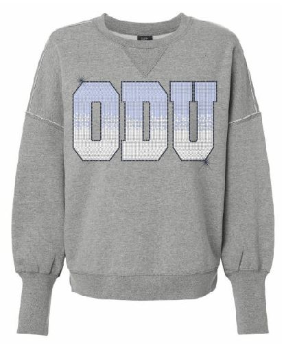 ODU Oversize Initials Bling Charcoal Crewneck Sweatshirt