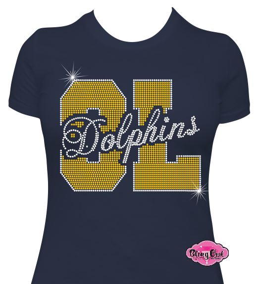Ocean Lakes Dolphins Large Font Womens Fitted Tshirt
