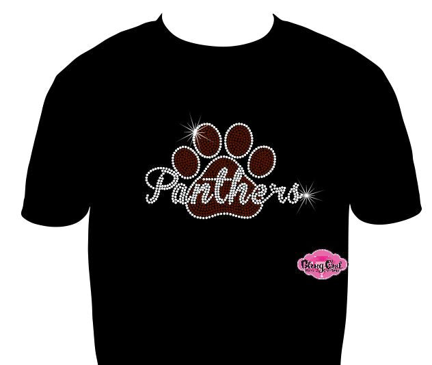 Panthers Paw Print Script Adult Unisex Scoop Neck