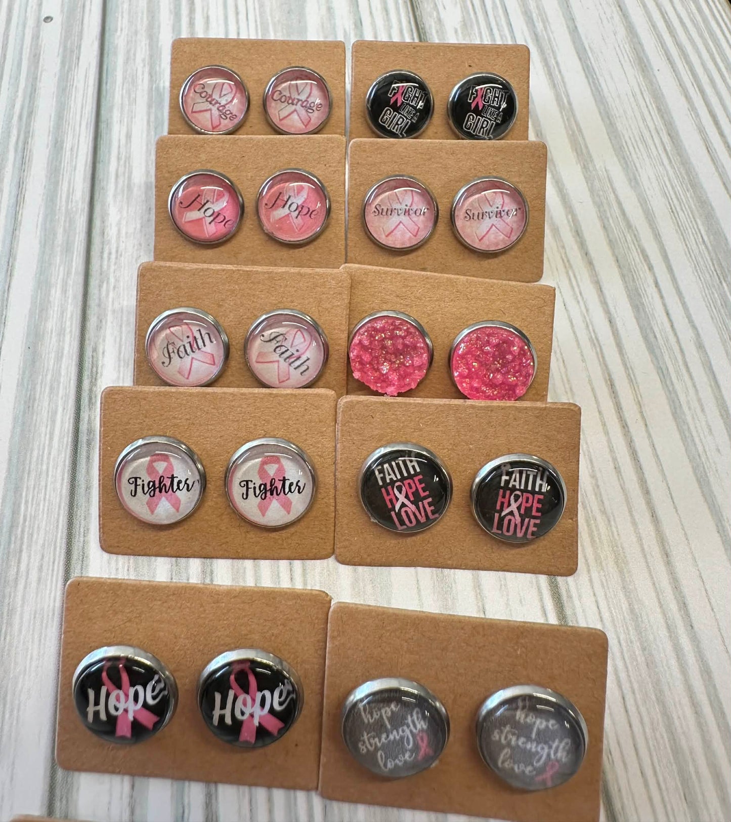 Breast Cancer Stud Metal Earrings - Mystery Pick
