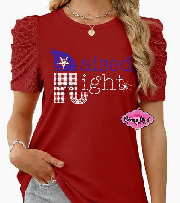Raised Right Republican Elephant Puffy Sleeve Tshirt