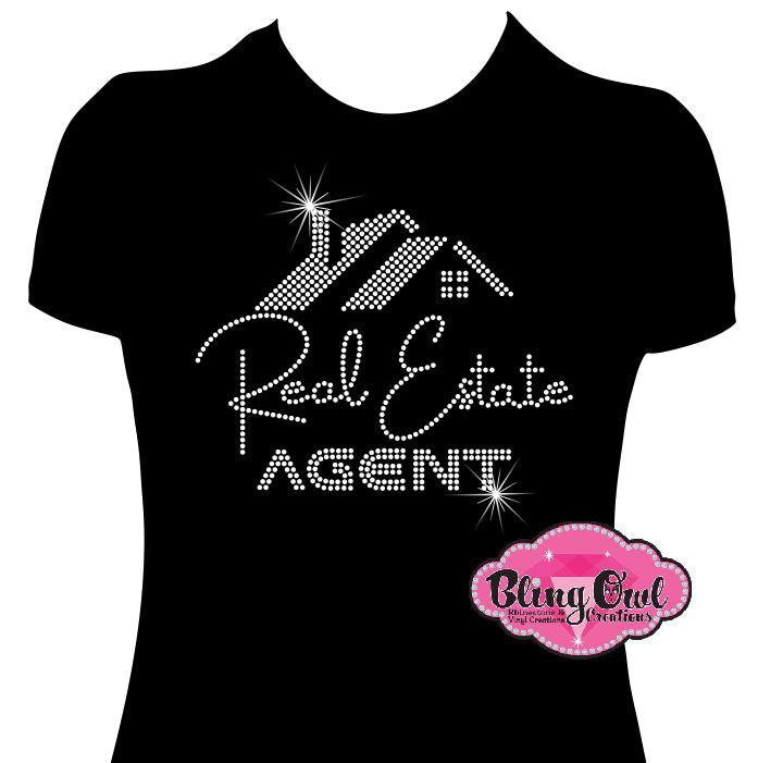 professional image Real Estate Agent Tshirt sparkle bling potential clients open houses networking events real estate market tshirt.