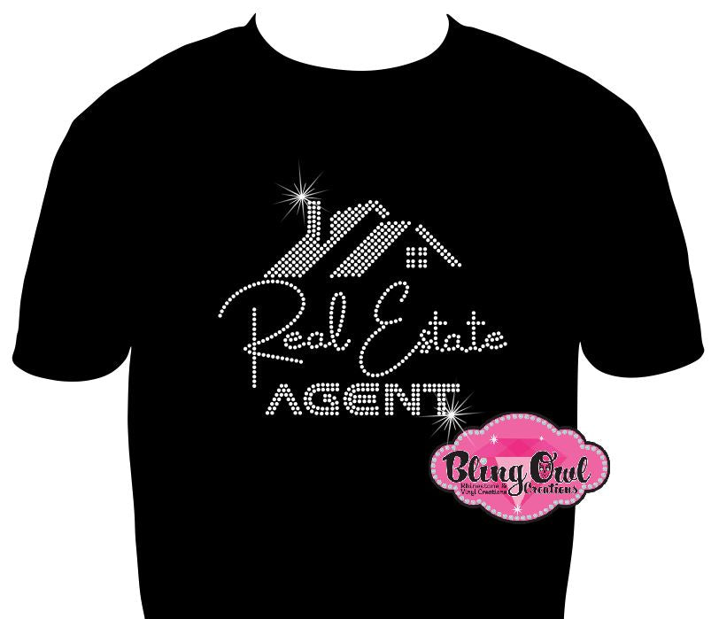 professional image Real Estate Agent Tshirt sparkle bling potential clients open houses networking events real estate market tshirt.
