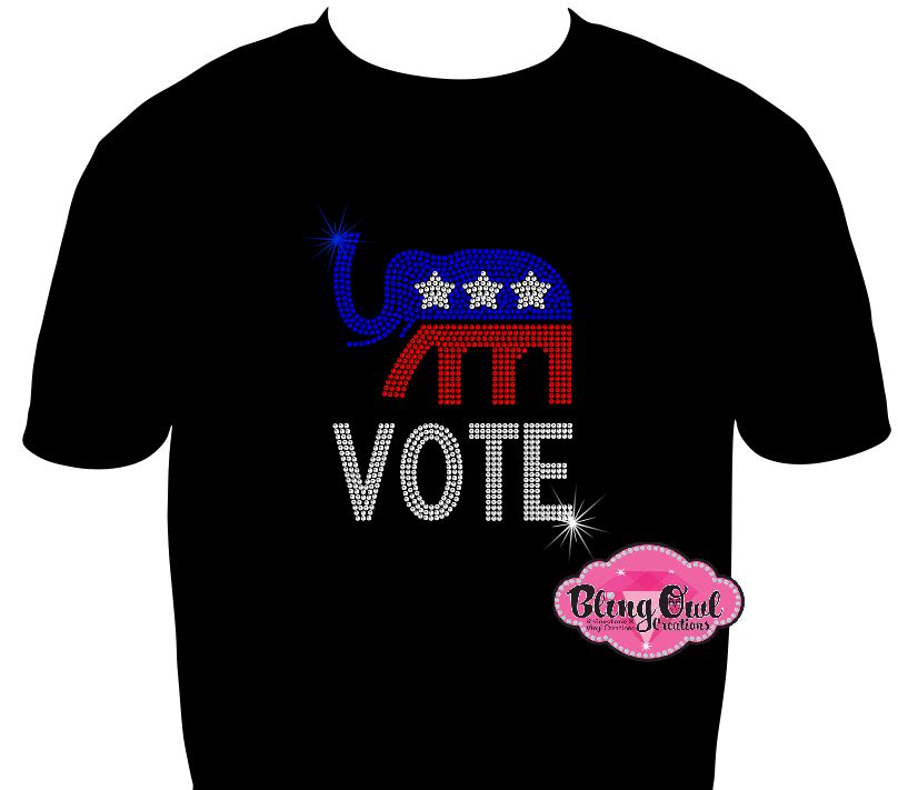 republican vote politics shirt rhinestones sparkle bling