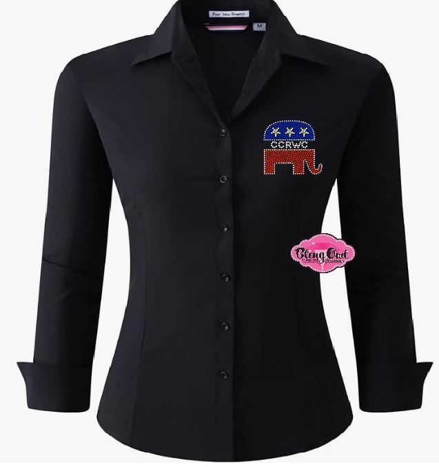 CCRWC Dress Shirt Pocket Design Republican Elephant (Rhinestone)