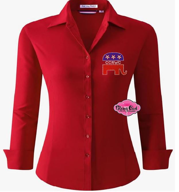 CCRWC Dress Shirt Pocket Design Republican Elephant (Rhinestone)