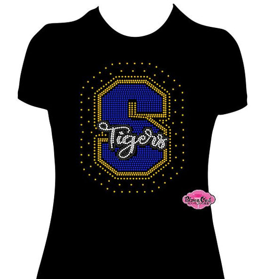 S Tigers Scatter Logo Womens Fitted Adult Tshirt