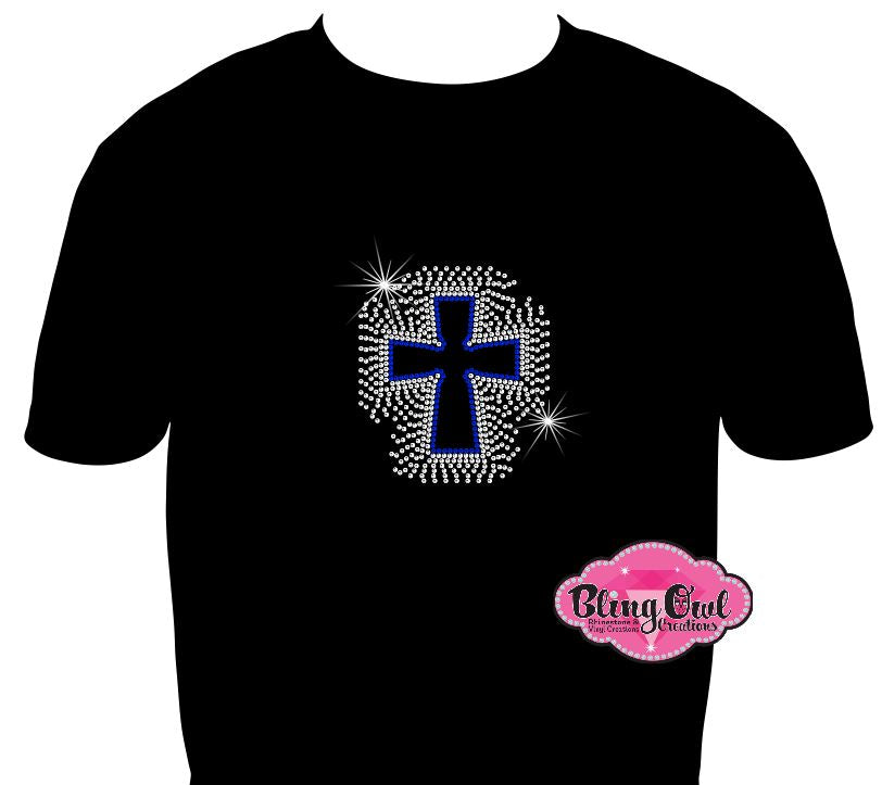 scatter cross faith shirt christian clothing tshirt faith based rhinestones sparkle bling