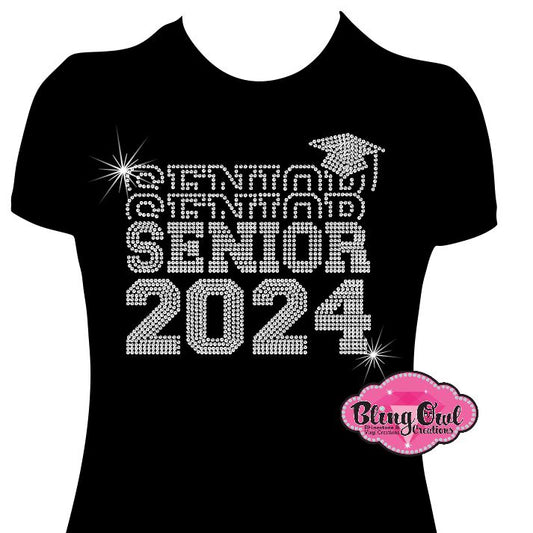 senior graduate_2024 graduation_2024 heart_custom_rhinestone_designed sparkle_senior ladies_bling_shirt womens_fashion casual_and_chic tshirt classy_t-shirt versatile_fashion cute_shirts trendy_shirts