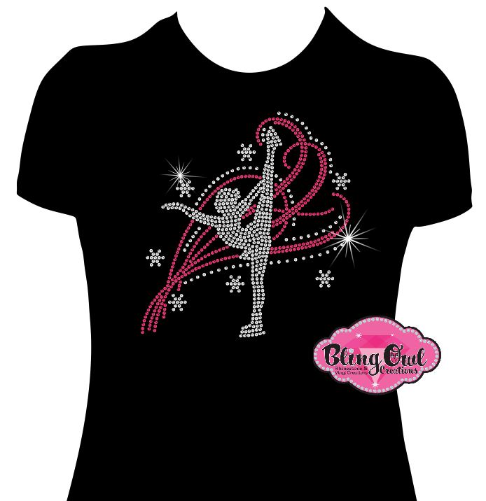 Figure Skater swirls sparkle team bedazzled skater ice skating shirt