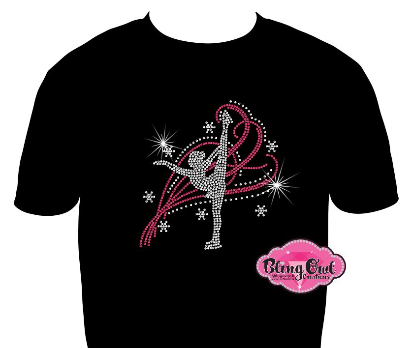 Figure Skater swirls sparkle team bedazzled skater ice skating shirt