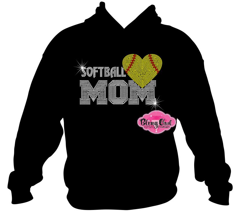 softball_mom_with_heart tshirt rhinestones sparkle bling