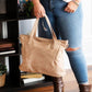 Tan Cream Large Tote Bag with special strap
