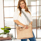 Tan Cream Large Tote Bag with special strap