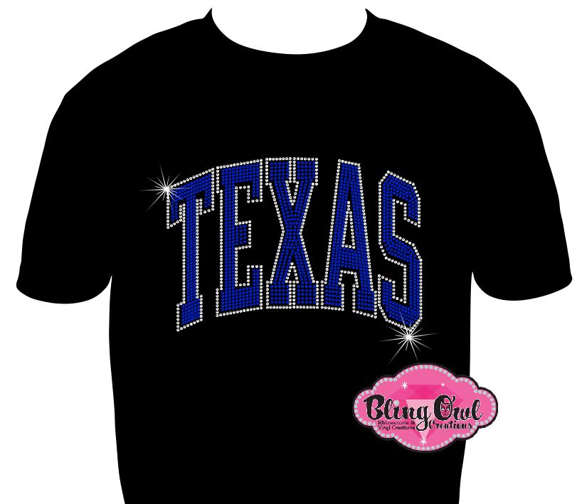 Texas Curve Rhinestone t-shirt state of Texas pride bigger in Texas