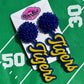 tigers acrylic earrings pom pom toppers mascot school spirit wear