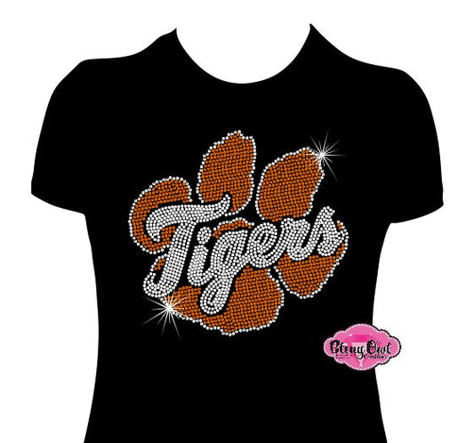 TCES Orange Tigers Paw Womens Fitted Tshirt