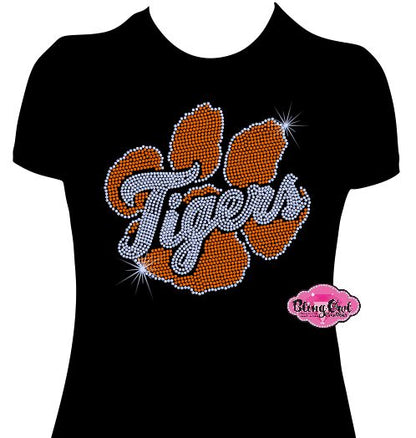 TCES Orange Tigers Paw Womens Fitted Tshirt