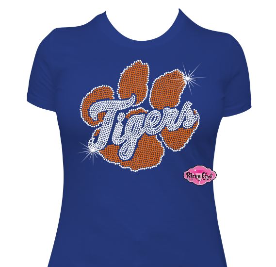 TCES Orange Tigers Paw Womens Fitted Tshirt