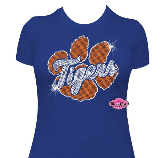 TCES Orange Tigers Paw Womens Fitted Tshirt