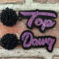 top dawg acrylic earrings pom pom toppers mascot school spirit wear