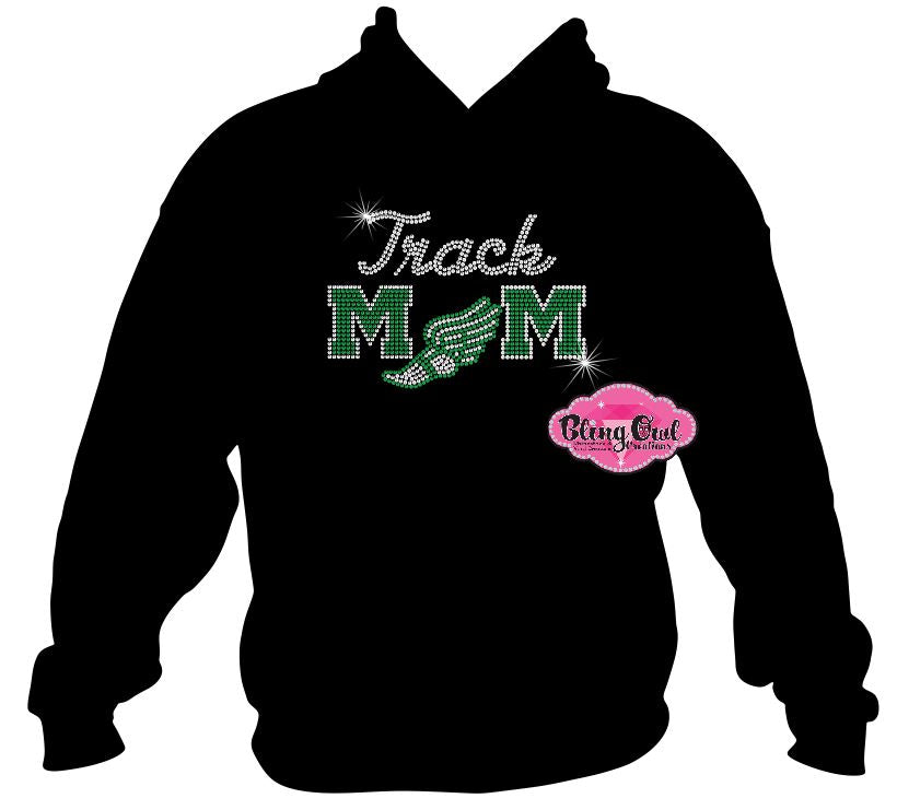 track_mom design shirt glam_vibes_outfit rhinestones sparkle bling school spirit wear sports mom cheerleader