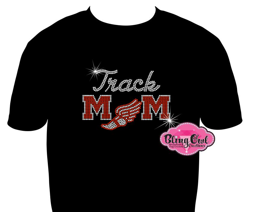 track_mom design shirt glam_vibes_outfit rhinestones sparkle bling school spirit wear sports mom cheerleader