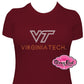 VT Virginia Tech line Logo Scoop Neck Fitted Tee Shirt