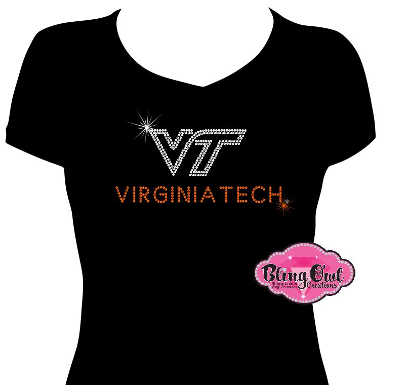 VT Virginia Tech line Logo Vneck Tee Shirt