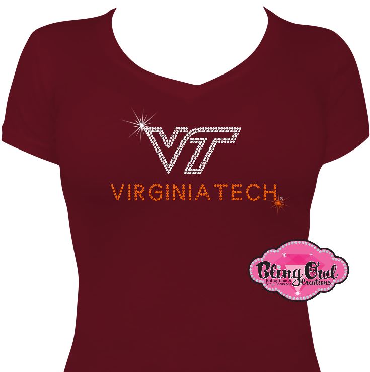 VT Virginia Tech line Logo Vneck Tee Shirt