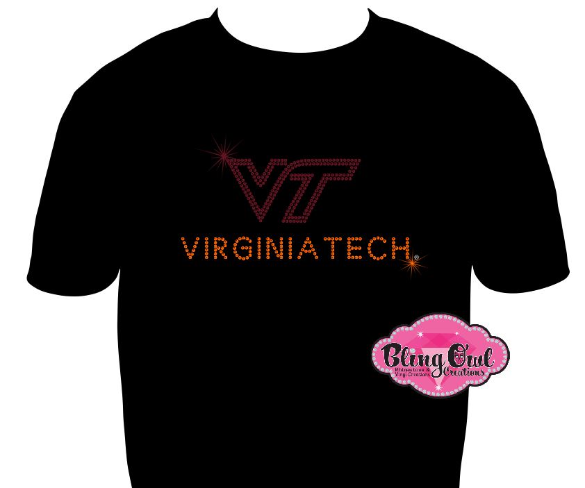 Virginia Tech line Logo (Rhinestone Design)