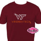 VT Virginia Tech line Logo Scoop Neck Unisex Tee Shirt