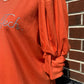 VT Virginia Tech Bling Puff Sleeve Blouse – Orange Top