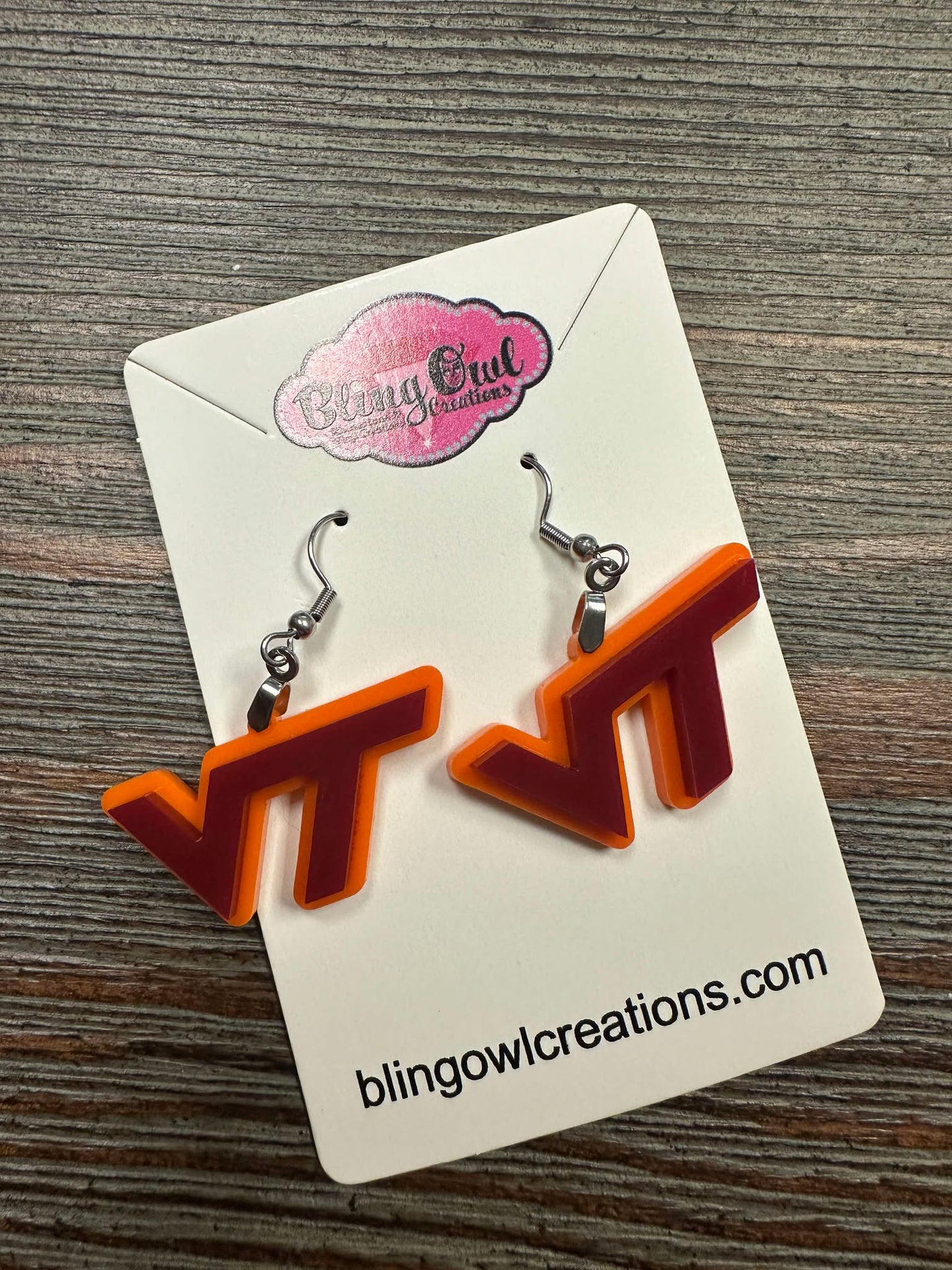 Virginia Tech Logo Small Acrylic Earrings- 2 Layer