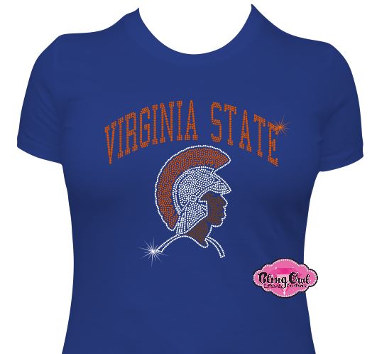 VSU Virginia State State Arch Trojan Head Scoop Neck Womens Fitted