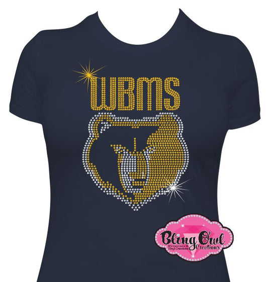 western_branch bruins face school logo spirit_wear rhinestones sparkle bling