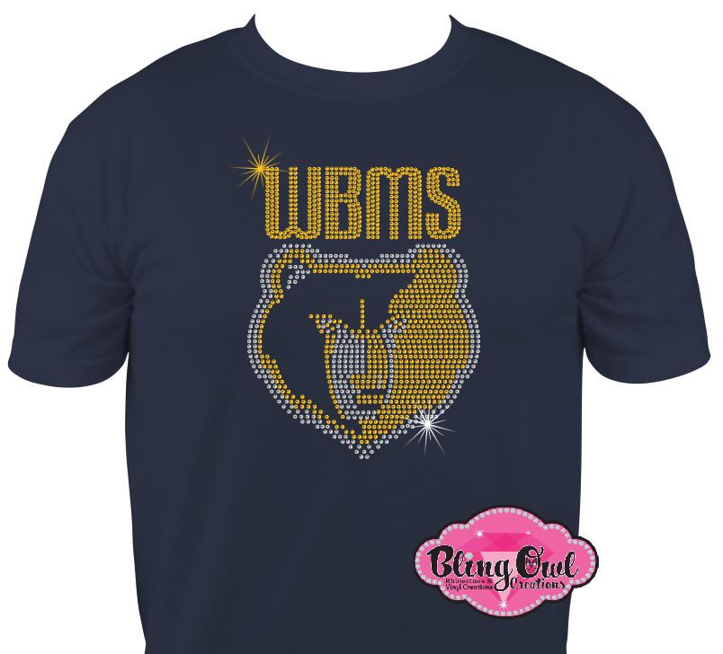 western_branch bruins face school logo spirit_wear rhinestones sparkle bling