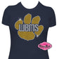 western_branch paw outline face school logo spirit_wear rhinestones sparkle bling