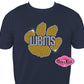 western_branch paw outline face school logo spirit_wear rhinestones sparkle bling