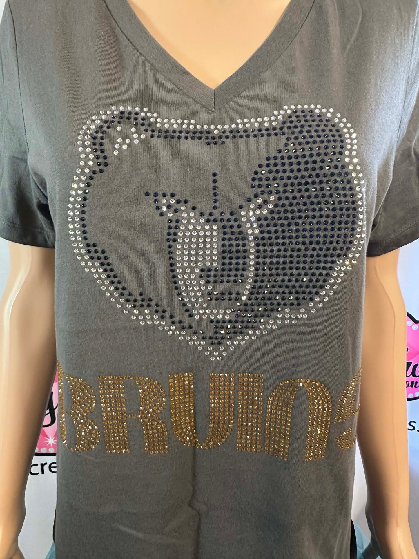 Bruins Face Short Sleeve Vneck Womens Fitted (Sample)