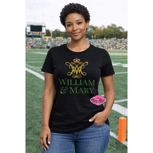 WM William & Mary Logo Crest Scoop Neck Womens Fitted