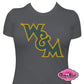 WM Initials Slant 10in Scoop Neck Womens Fitted
