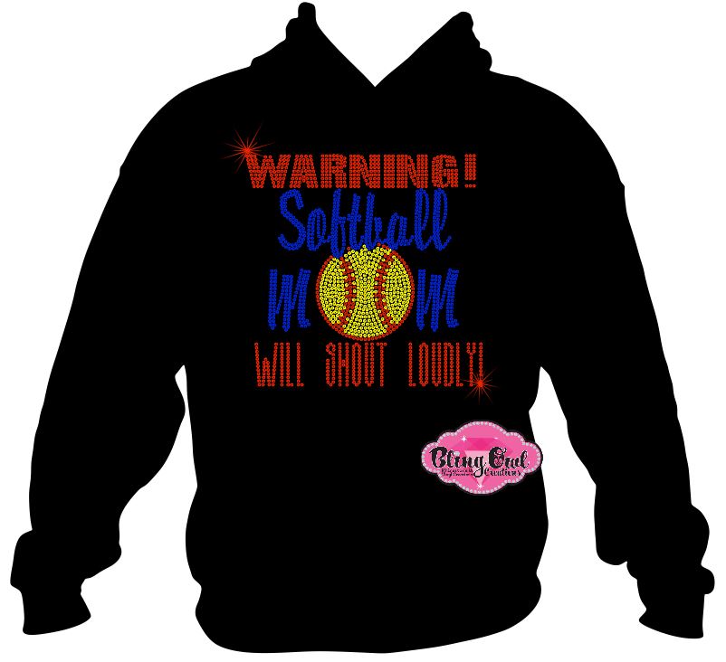 softball_mom design shirt softball_love softball_season timeless_and_trendy_tees cute_shirts_for_moms softball_mama baseball_mama yelling loud rhinestones sparkle bling