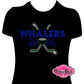 whalers team spirit wear hockey mom tshirt bedazzled hockey sticks puck rhinestones sparkle