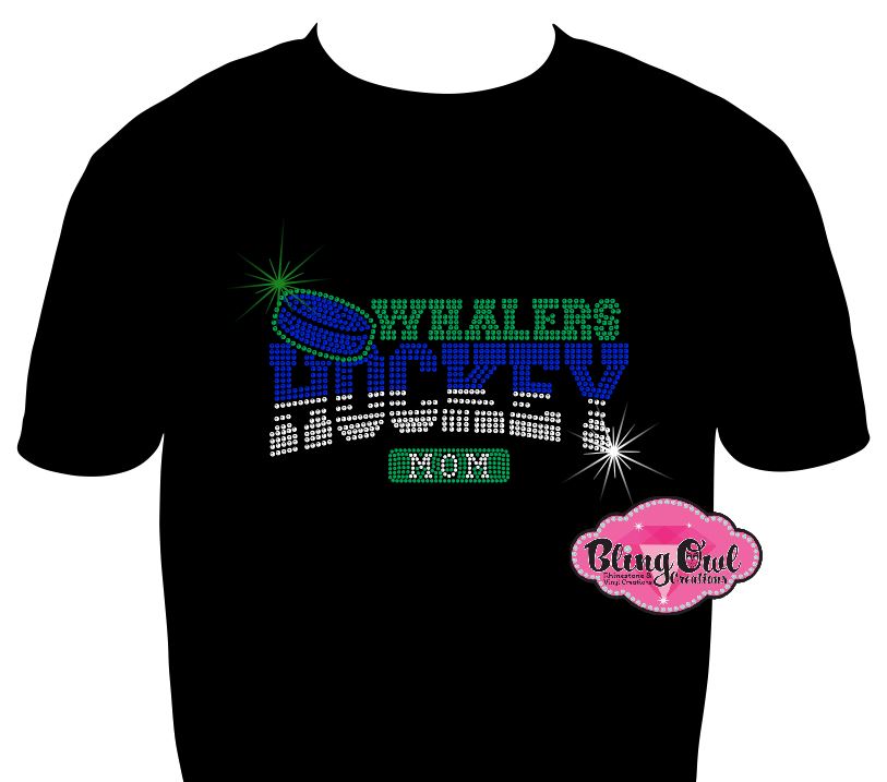 Whalers Hockey Mom shirt bedazzled rhinestones game day proud hockey mom