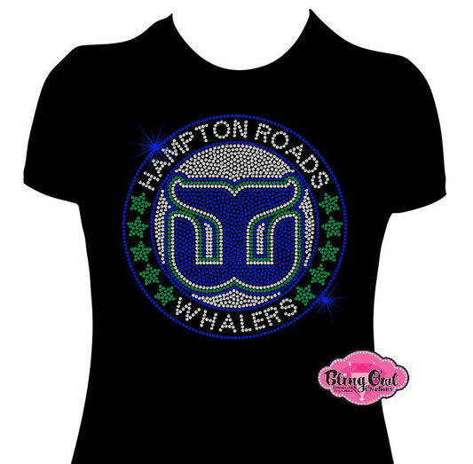 whalers nation hampton roads team spirit wear hockey mom tshirt bedazzled hockey sticks puck rhinestones sparkle